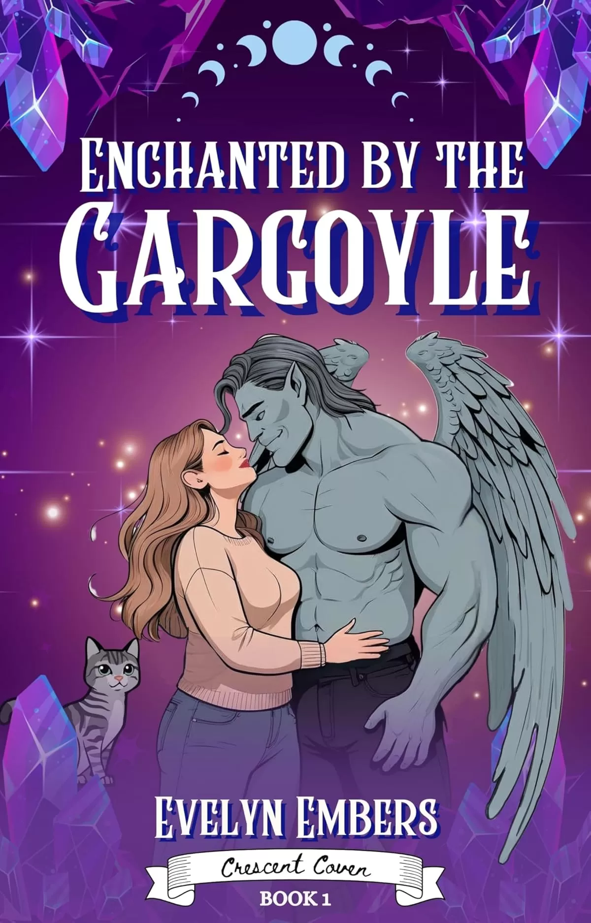Enchanted by the Gargoyle: A cozy, spicy, monster romance (The Crescent Coven #1) by Evelyn Embers