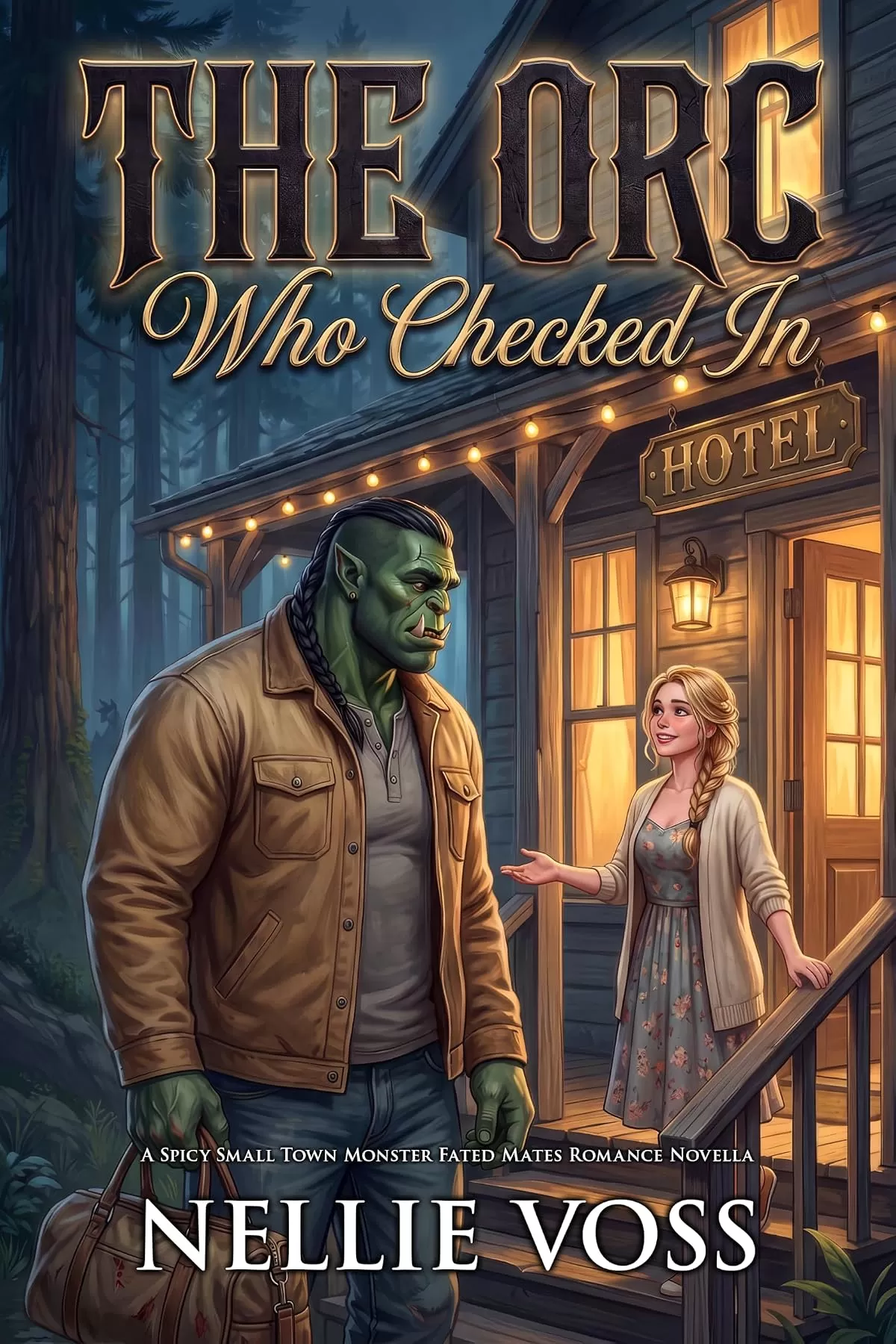 The Orc Who Checked In: A Spicy Small Town Monster Fated Mates Romance Novella (Her Small Town Orc #1) by Nellie Voss
